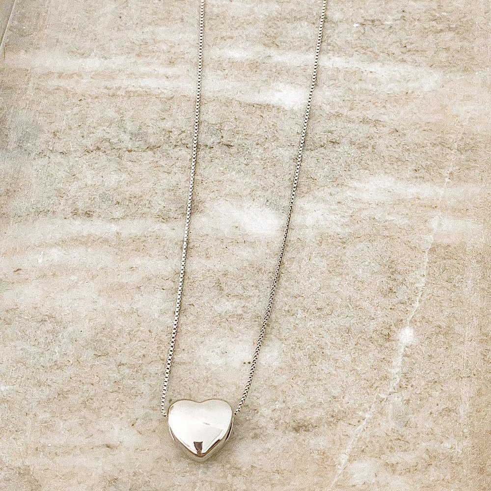 925 Sterling Silver Heart Necklace Large Heart Pendant Necklace - Picture 5 of 5